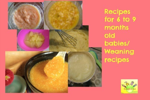 Baby Recipes 6 to 9 months old