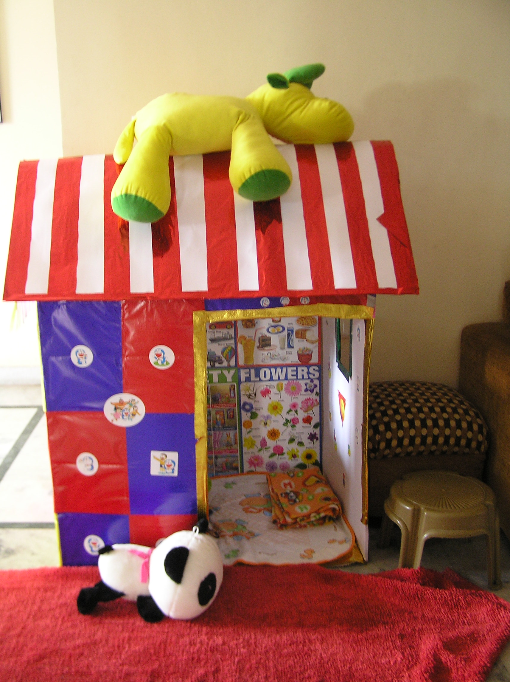 recycled cardboard playhouse for toddlers