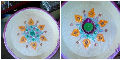 Handmade Rangoli and Diya for Diwali