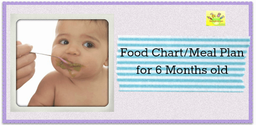6 Months baby meal plan/food chart