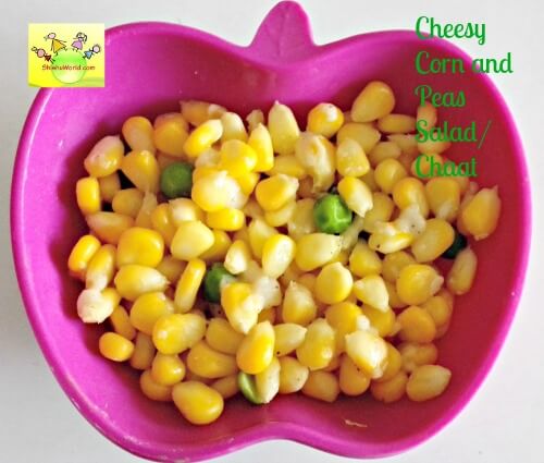 Cheesy corn and peas chaat