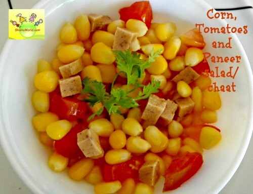 Corn, paneer  and tomatoes chaat