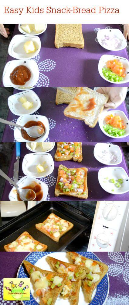 Quick and healthy kids snack - bread pizza