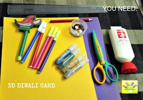 What you need to make 3d Diwali Card