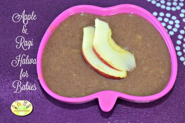 Apple Ragi halwa for babies- homemade baby food