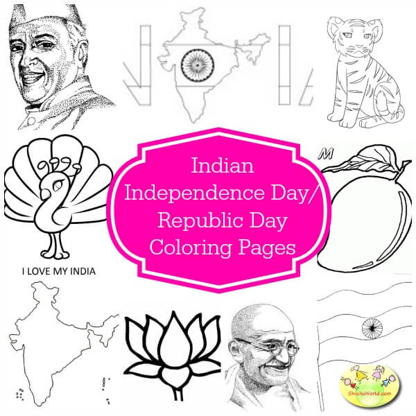 Indian Independence day colouring pages
